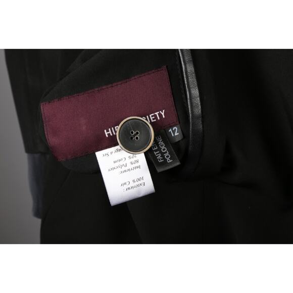 Hide Society Black Genuine Leather Reversible Button Down Coat Jacket Size 12 - Picture 12 of 16